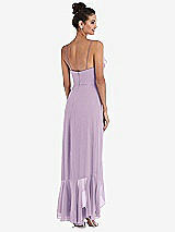 Rear View Thumbnail - Pale Purple Ruffle-Trimmed V-Neck High Low Wrap Dress