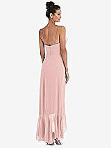 Rear View Thumbnail - Rose - PANTONE Rose Quartz Ruffle-Trimmed V-Neck High Low Wrap Dress