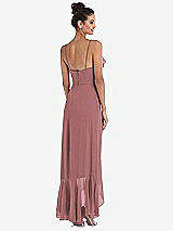 Rear View Thumbnail - Rosewood Ruffle-Trimmed V-Neck High Low Wrap Dress