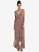 Front View Thumbnail - Sienna Ruffle-Trimmed V-Neck High Low Wrap Dress