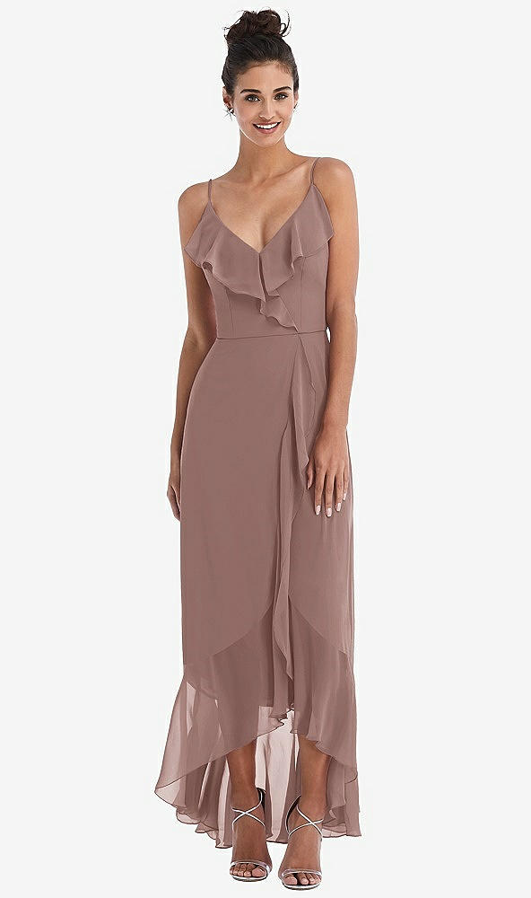Front View - Sienna Ruffle-Trimmed V-Neck High Low Wrap Dress