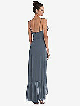 Rear View Thumbnail - Silverstone Ruffle-Trimmed V-Neck High Low Wrap Dress