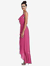 Side View Thumbnail - Tea Rose Ruffle-Trimmed V-Neck High Low Wrap Dress