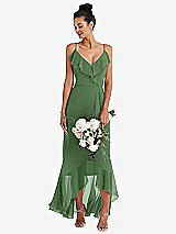 Alt View 1 Thumbnail - Vineyard Green Ruffle-Trimmed V-Neck High Low Wrap Dress