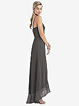 Side View Thumbnail - Caviar Gray Scoop Neck Ruffle-Trimmed High Low Maxi Dress