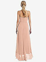 Rear View Thumbnail - Pale Peach Scoop Neck Ruffle-Trimmed High Low Maxi Dress