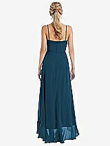 Rear View Thumbnail - Atlantic Blue Scoop Neck Ruffle-Trimmed High Low Maxi Dress