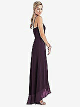 Side View Thumbnail - Aubergine Scoop Neck Ruffle-Trimmed High Low Maxi Dress
