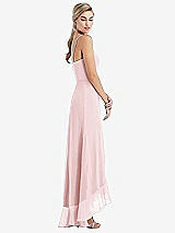 Side View Thumbnail - Ballet Pink Scoop Neck Ruffle-Trimmed High Low Maxi Dress