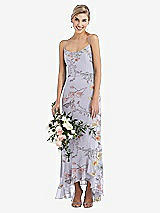 Alt View 1 Thumbnail - Butterfly Botanica Silver Dove Scoop Neck Ruffle-Trimmed High Low Maxi Dress