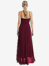 Rear View Thumbnail - Cabernet Scoop Neck Ruffle-Trimmed High Low Maxi Dress