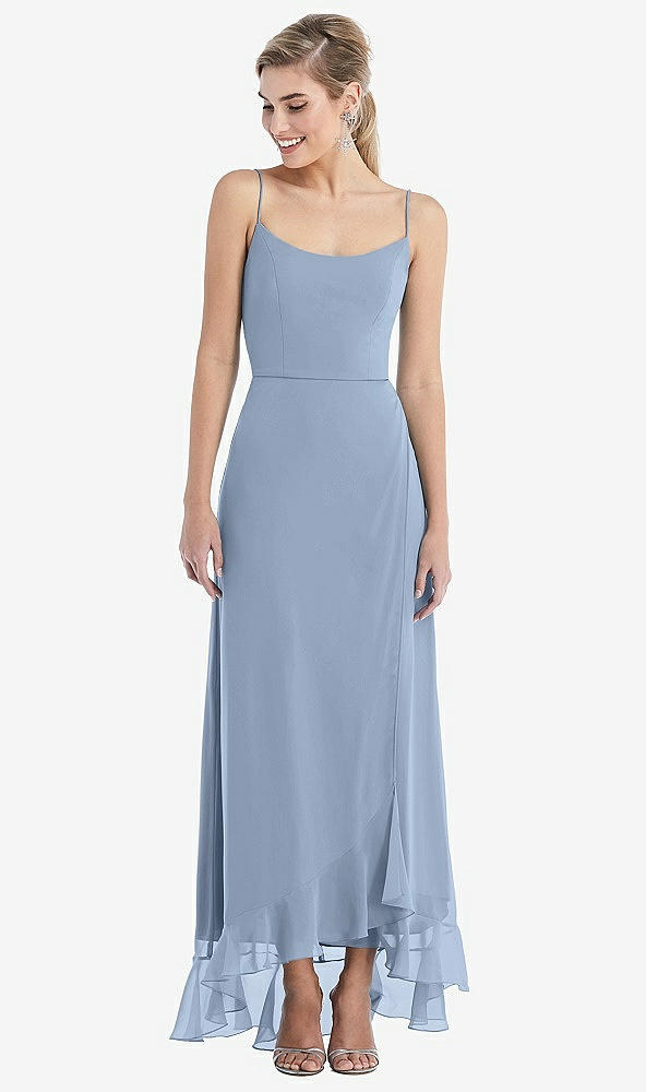 Front View - Cloudy Scoop Neck Ruffle-Trimmed High Low Maxi Dress