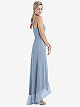 Side View Thumbnail - Cloudy Scoop Neck Ruffle-Trimmed High Low Maxi Dress