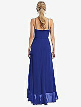 Rear View Thumbnail - Cobalt Blue Scoop Neck Ruffle-Trimmed High Low Maxi Dress