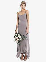 Alt View 1 Thumbnail - Cashmere Gray Scoop Neck Ruffle-Trimmed High Low Maxi Dress