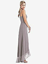 Side View Thumbnail - Cashmere Gray Scoop Neck Ruffle-Trimmed High Low Maxi Dress