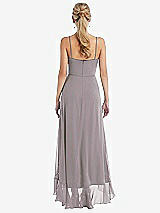 Rear View Thumbnail - Cashmere Gray Scoop Neck Ruffle-Trimmed High Low Maxi Dress