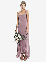 Alt View 1 Thumbnail - Dusty Rose Scoop Neck Ruffle-Trimmed High Low Maxi Dress
