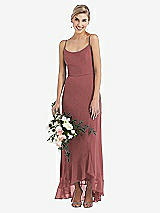 Alt View 1 Thumbnail - English Rose Scoop Neck Ruffle-Trimmed High Low Maxi Dress