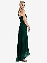 Side View Thumbnail - Evergreen Scoop Neck Ruffle-Trimmed High Low Maxi Dress