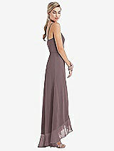 Side View Thumbnail - French Truffle Scoop Neck Ruffle-Trimmed High Low Maxi Dress