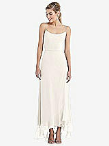 Front View Thumbnail - Ivory Scoop Neck Ruffle-Trimmed High Low Maxi Dress