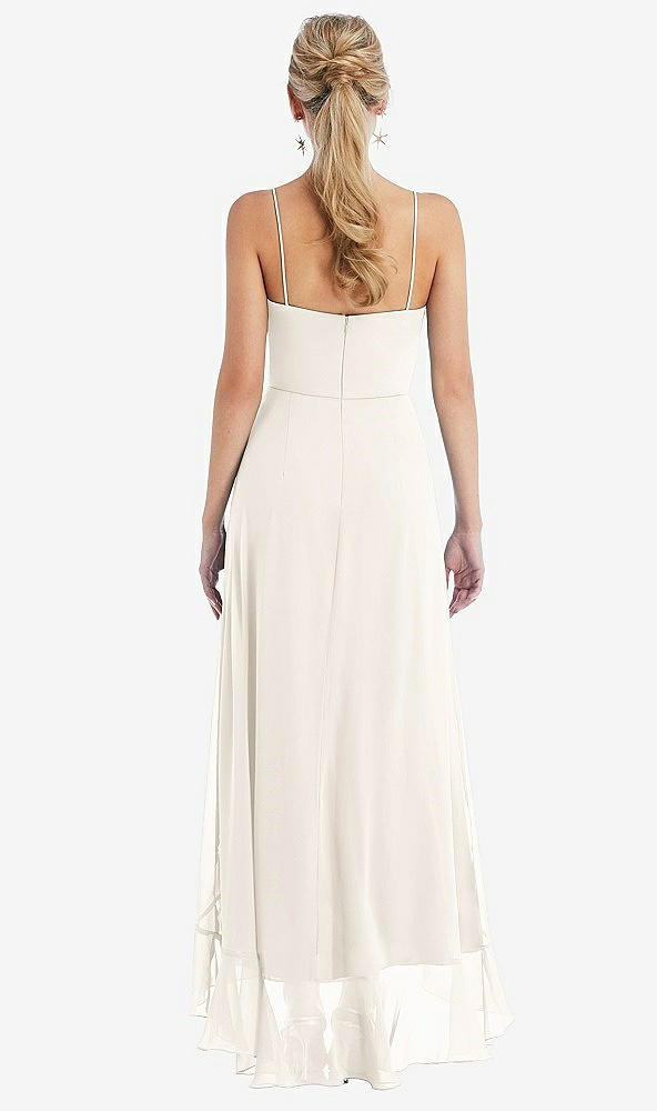 Back View - Ivory Scoop Neck Ruffle-Trimmed High Low Maxi Dress