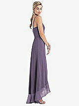 Side View Thumbnail - Lavender Scoop Neck Ruffle-Trimmed High Low Maxi Dress