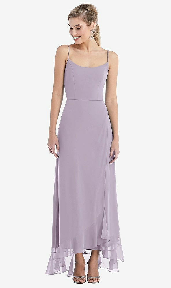 Front View - Lilac Haze Scoop Neck Ruffle-Trimmed High Low Maxi Dress