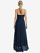 Rear View Thumbnail - Midnight Navy Scoop Neck Ruffle-Trimmed High Low Maxi Dress
