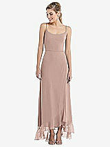 Front View Thumbnail - Neu Nude Scoop Neck Ruffle-Trimmed High Low Maxi Dress