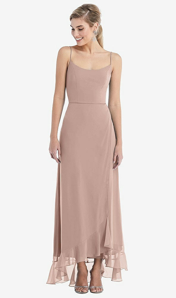 Front View - Neu Nude Scoop Neck Ruffle-Trimmed High Low Maxi Dress