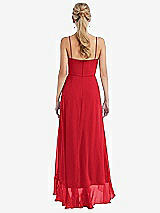 Rear View Thumbnail - Parisian Red Scoop Neck Ruffle-Trimmed High Low Maxi Dress