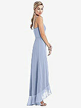 Side View Thumbnail - Sky Blue Scoop Neck Ruffle-Trimmed High Low Maxi Dress