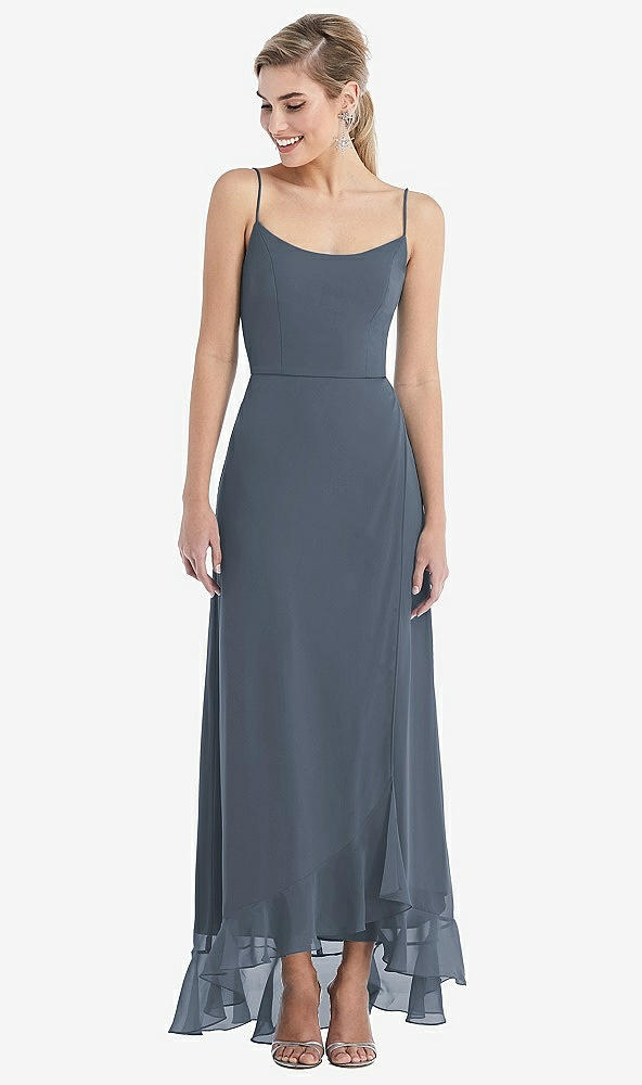Front View - Silverstone Scoop Neck Ruffle-Trimmed High Low Maxi Dress