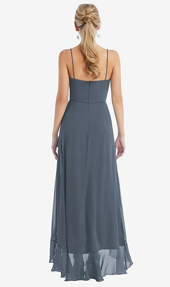 Back View - Silverstone Scoop Neck Ruffle-Trimmed High Low Maxi Dress