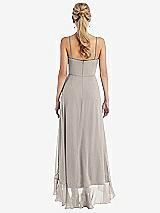 Rear View Thumbnail - Taupe Scoop Neck Ruffle-Trimmed High Low Maxi Dress