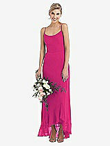 Alt View 1 Thumbnail - Think Pink Scoop Neck Ruffle-Trimmed High Low Maxi Dress