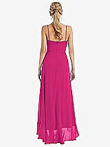 Rear View Thumbnail - Think Pink Scoop Neck Ruffle-Trimmed High Low Maxi Dress