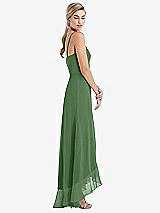 Side View Thumbnail - Vineyard Green Scoop Neck Ruffle-Trimmed High Low Maxi Dress
