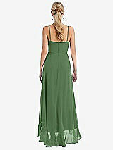 Rear View Thumbnail - Vineyard Green Scoop Neck Ruffle-Trimmed High Low Maxi Dress