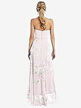 Rear View Thumbnail - Watercolor Print Scoop Neck Ruffle-Trimmed High Low Maxi Dress