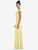 Side View Thumbnail - Pale Yellow Flutter Sleeve V-Keyhole Chiffon Maxi Dress