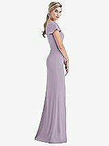 Side View Thumbnail - Lilac Haze One-Shoulder Cap Sleeve Trumpet Gown with Front Slit