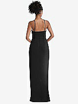 Rear View Thumbnail - Black Halter Draped Tulip Skirt Maxi Dress