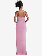Rear View Thumbnail - Powder Pink Halter Draped Tulip Skirt Maxi Dress