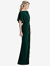 Side View Thumbnail - Evergreen Open-Back Three-Quarter Sleeve Draped Tulip Skirt Maxi Dress