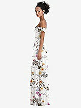 Side View Thumbnail - Butterfly Botanica Ivory Off-the-Shoulder Ruffle Cuff Sleeve Chiffon Maxi Dress