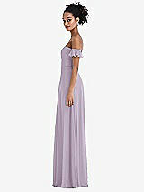 Side View Thumbnail - Lilac Haze Off-the-Shoulder Ruffle Cuff Sleeve Chiffon Maxi Dress