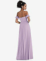Rear View Thumbnail - Pale Purple Off-the-Shoulder Ruffle Cuff Sleeve Chiffon Maxi Dress